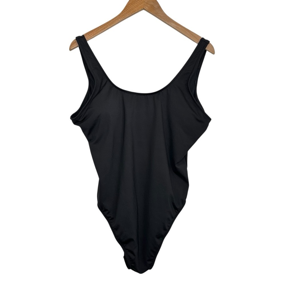 Victoria's Secret Pink Active Womens One Piece Swimsuit Sz XL Black Scoop Neck